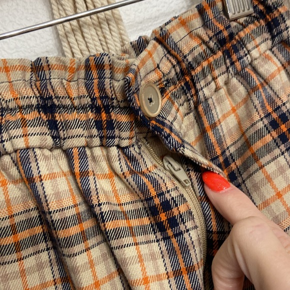 Zara checkered wide leg pant tan black orange school vibes girls size 9 - Picture 4 of 16